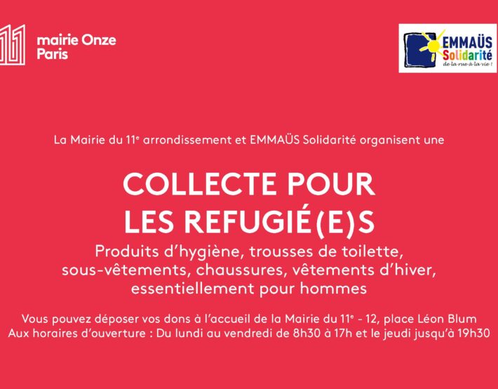 Collecte pour les réfugiés à la mairie du 11e